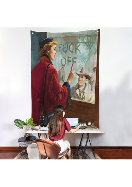 Cama Yazan Kadın Duvar ÖRTÜSÜ-7706
