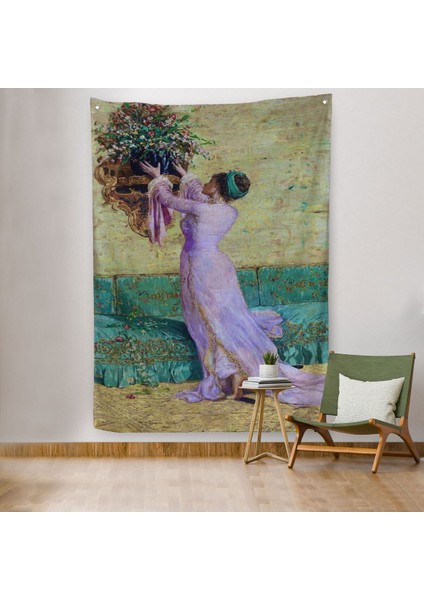 Vazo Yerleştiren Kız Osman Hamdi Bey Duvar Örtüsü - HALISI-5295