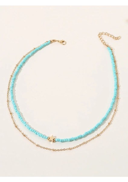 Yıldızlı Kum Boncuk Ikili Kolye fiyatları