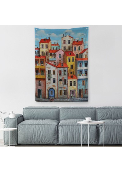 Eski Gürcistan Tiflis Şehir Manzara Duvar Örtüsü - Halısı -6242