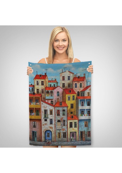 Eski Gürcistan Tiflis Şehir Manzara Duvar Örtüsü - Halısı -6242 fiyatları