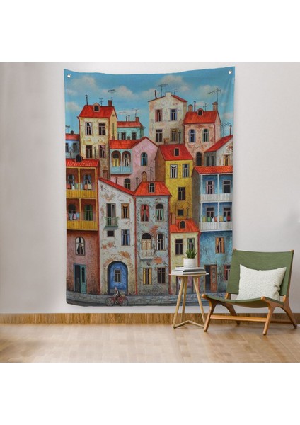 Eski Gürcistan Tiflis Şehir Manzara Duvar Örtüsü - Halısı -6242