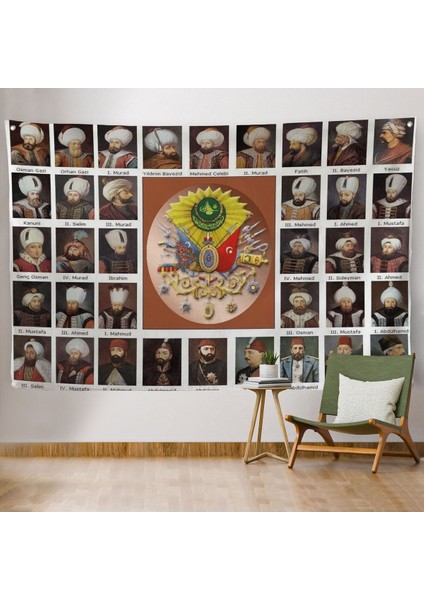 Osmanlı Padişahlarının Tümü Dekoratif Duvar ÖRTÜSÜ-HALISI-6549