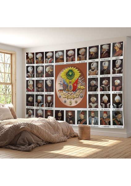 Osmanlı Padişahlarının Tümü Dekoratif Duvar ÖRTÜSÜ-HALISI-6549