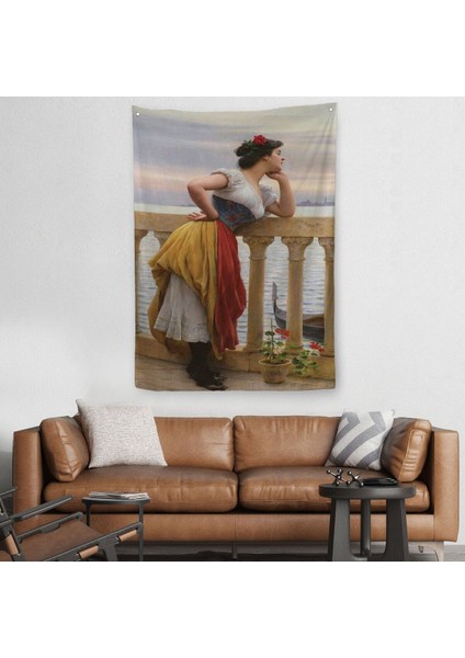 Eugen Von Blaas In Bekleyiş Isimli Eseri Duvar Örtüsü - HALISI-6117