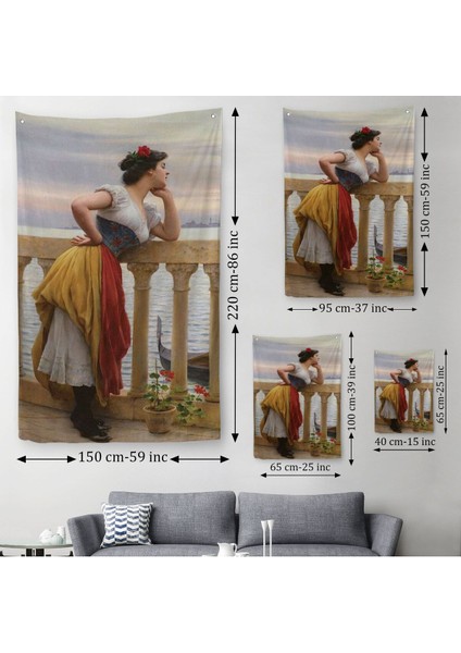 Eugen Von Blaas In Bekleyiş Isimli Eseri Duvar Örtüsü - HALISI-6117 modelleri