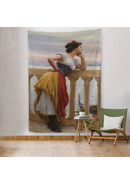 Eugen Von Blaas In Bekleyiş Isimli Eseri Duvar Örtüsü - HALISI-6117