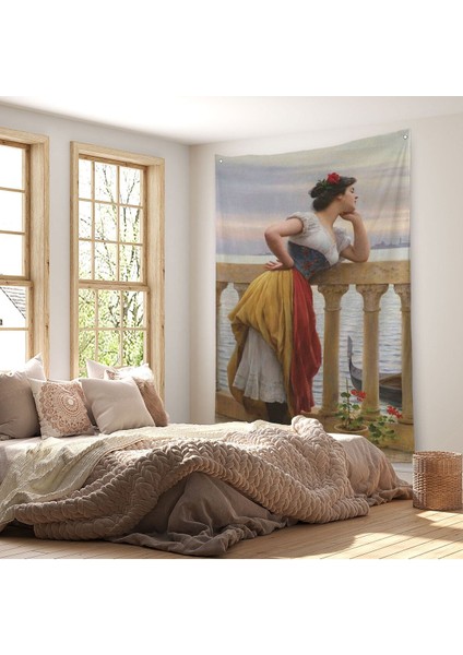 Eugen Von Blaas In Bekleyiş Isimli Eseri Duvar Örtüsü - HALISI-6117