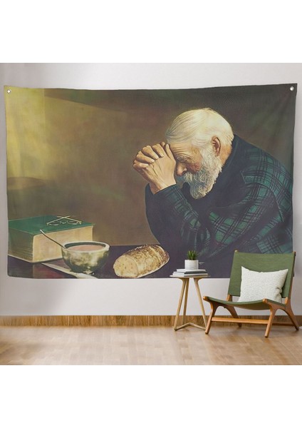 Eric Enstrom Grace Adam Ekmek Üzerinde Dua Ediyor Kanvas Duvar ÖRTÜSÜ-HALISI-5393
