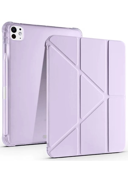 Ipad Air 13 (2024) Kılıf Kalemlikli Mars Tablet Kılıfı - Açık Mor Nrmsa