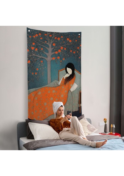 Yatakta Uyuyan Asyalı Kadın Duvar ÖRTÜSÜ-8007 fiyatları