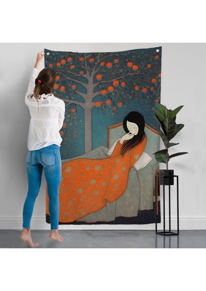 Yatakta Uyuyan Asyalı Kadın Duvar ÖRTÜSÜ-8007 modelleri