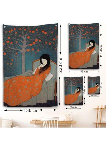 Yatakta Uyuyan Asyalı Kadın Duvar ÖRTÜSÜ-8007 fırsatları