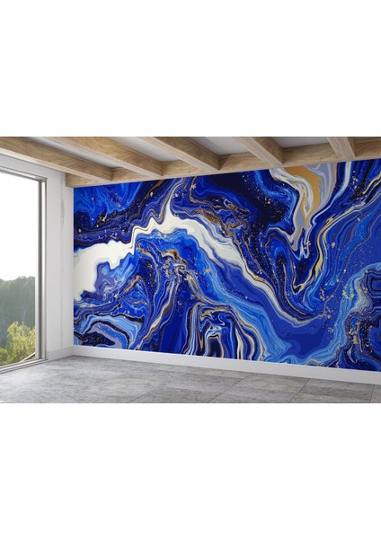 Altın ve Mavi Soyut Mermer Desenli Duvar KAĞIDI-5533 fiyatları