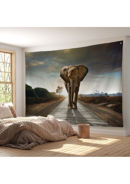 Duvar Örtüsü / Halısı Yürüyen Fil Kaliteli Kanvas Kumaş -3959