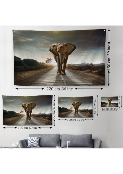 Duvar Örtüsü / Halısı Yürüyen Fil Kaliteli Kanvas Kumaş -3959 fırsatları