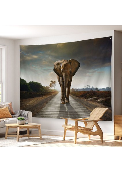 Duvar Örtüsü / Halısı Yürüyen Fil Kaliteli Kanvas Kumaş -3959
