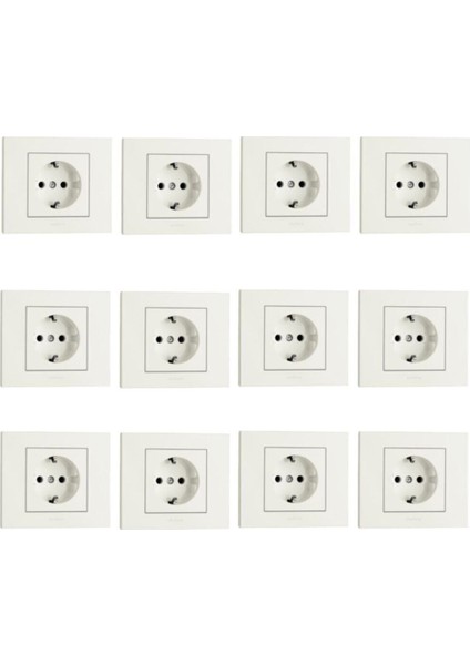 10 Adet Grano Beyaz Topraklı Priz 10'lu Paket / Set Çerçeve Dahil