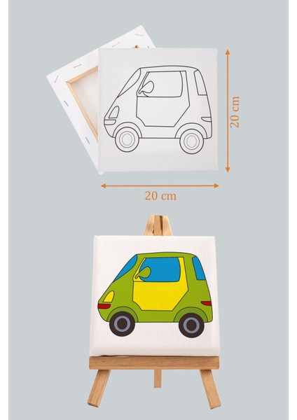 Sevimli Yeşil Araba, Erkek Çocuğu Eğitici Tuval Boyama Hobi SETI-9025 fırsatları
