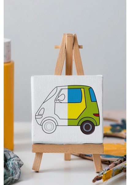 Sevimli Yeşil Araba, Erkek Çocuğu Eğitici Tuval Boyama Hobi SETI-9025 indirimleri