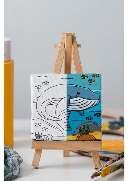 Sevimli Mavi Balina, Çocuk Eğitici Tuval Boyama Hobi SETI-9006 fırsatları