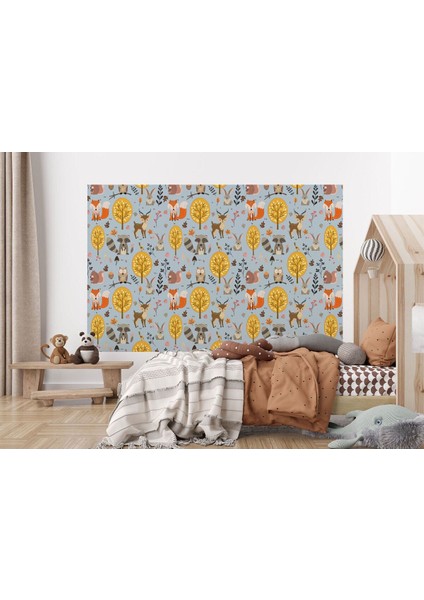Db Sevimli Doğa Hayvanları Temalı Öğretici Çocuk Odası Duvar KAĞIDI-5728 fırsatları