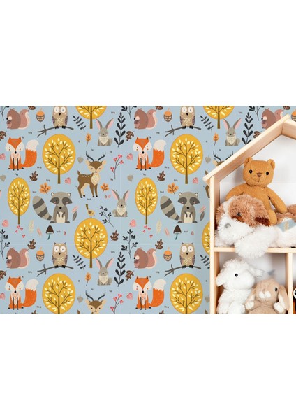 Db Sevimli Doğa Hayvanları Temalı Öğretici Çocuk Odası Duvar KAĞIDI-5728 indirimleri