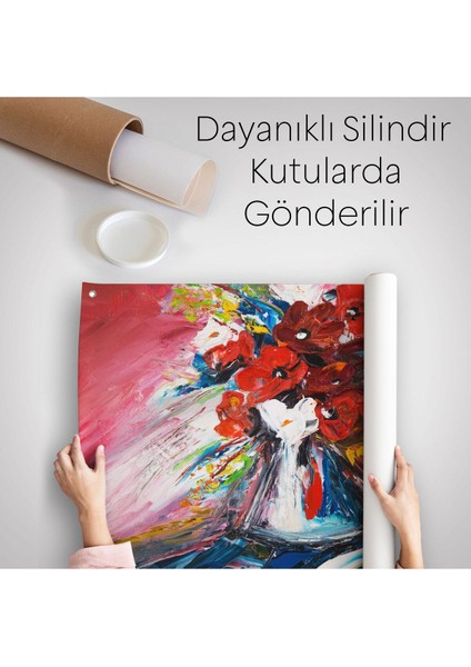 Vazo Içindeki Çiçekler Yağlıboya Görünüm Dekoratif Duvar ÖRTÜSÜ-HALISI-6520 indirimleri