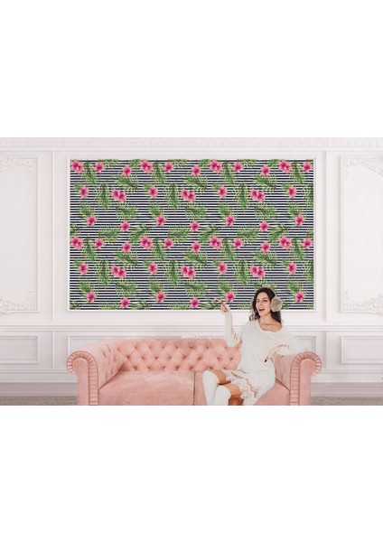 Sybr SERI001 Tropikal Çiçekli Ağaç Yaprakları Duvar KAĞIDI-5563 modelleri