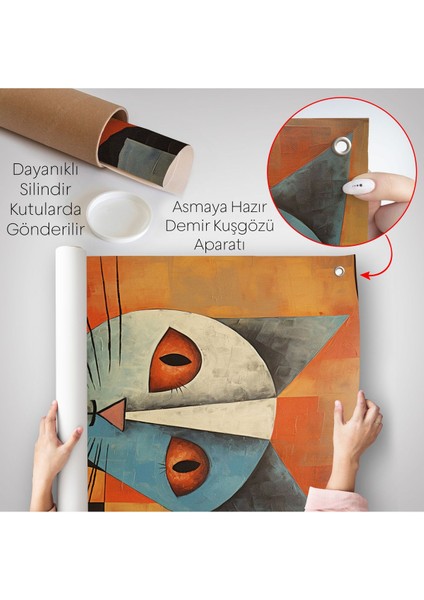 Pablo Picasso Tarzı - Soyut Renkli Kedi Duvar ÖRTÜSÜ-7373 indirimleri