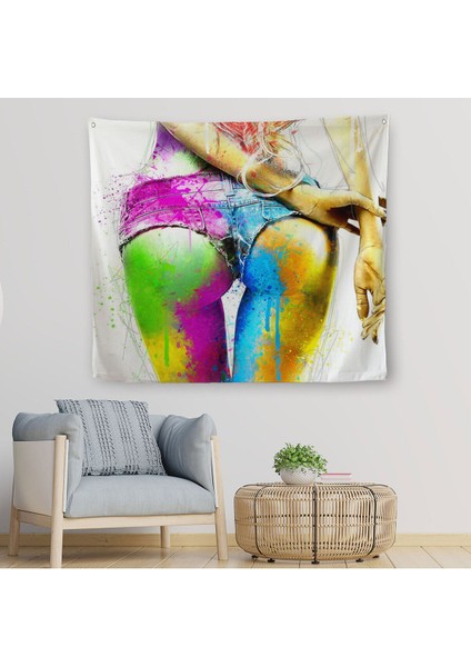 Renkli Kadın Poposu Kanvas Duvar ÖRTÜSÜ-HALISI-5894