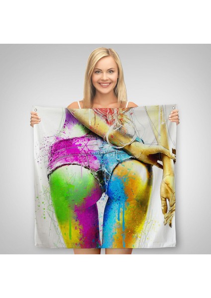 Renkli Kadın Poposu Kanvas Duvar ÖRTÜSÜ-HALISI-5894 fiyatları