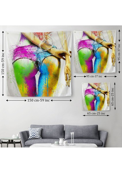 Renkli Kadın Poposu Kanvas Duvar ÖRTÜSÜ-HALISI-5894 modelleri