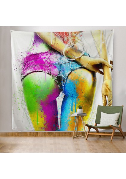 Renkli Kadın Poposu Kanvas Duvar ÖRTÜSÜ-HALISI-5894