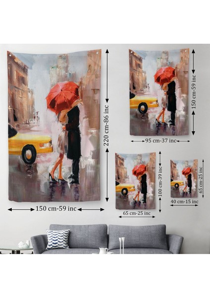 Kavuşan Aşıklar Yağlıboya Görünüm Dekoratif Duvar Örtüsü - HALISI-5930 modelleri