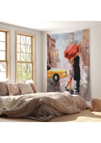 Kavuşan Aşıklar Yağlıboya Görünüm Dekoratif Duvar Örtüsü - HALISI-5930