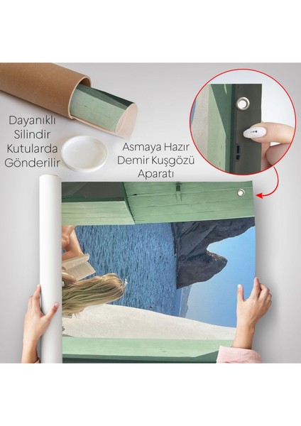Sahildeki Evınde Kitap Okuyan Kadın Duvar ÖRTÜSÜ-7777 indirimleri