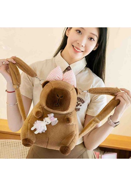 Capybara Peluş Çanta Sevimli Yumuşak Sırt Çantası Tatlı Figürlü Omuz Askılı Eğlenceli Çocuk ve Genç Aksesuarı Hediyelik Yumoş Çanta fiyatları