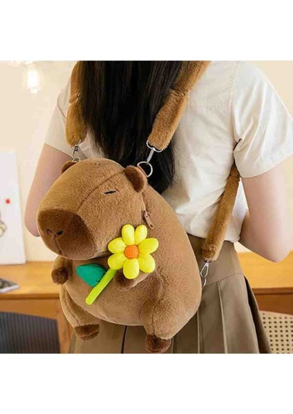 Capybara Peluş Çanta Sevimli Yumuşak Sırt Çantası Tatlı Figürlü Omuz Askılı Eğlenceli Çocuk ve Genç Aksesuarı Hediyelik Yumoş Çanta fırsatları
