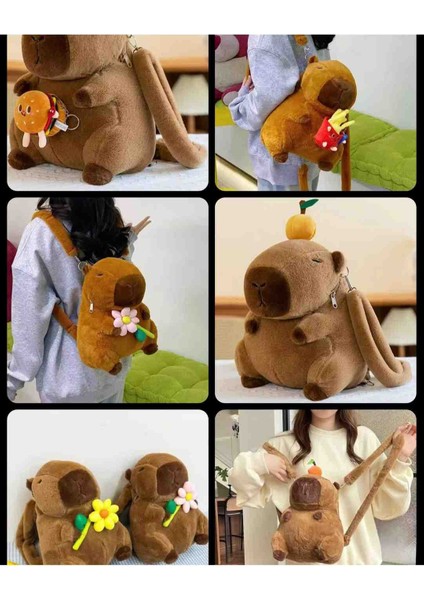 Capybara Peluş Çanta Sevimli Yumuşak Sırt Çantası Tatlı Figürlü Omuz Askılı Eğlenceli Çocuk ve Genç Aksesuarı Hediyelik Yumoş Çanta indirimleri