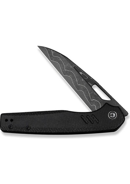 Guile Front Flipper & Thumb Hole Knife Black Canvas Micarta Handle Damascus Çakı fırsatları