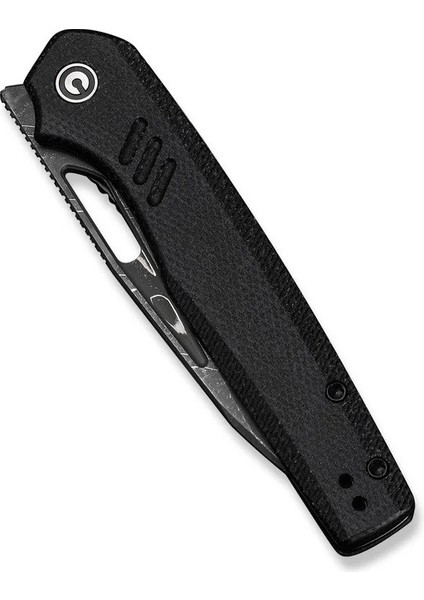 Guile Front Flipper & Thumb Hole Knife Black Canvas Micarta Handle Damascus Çakı indirimleri