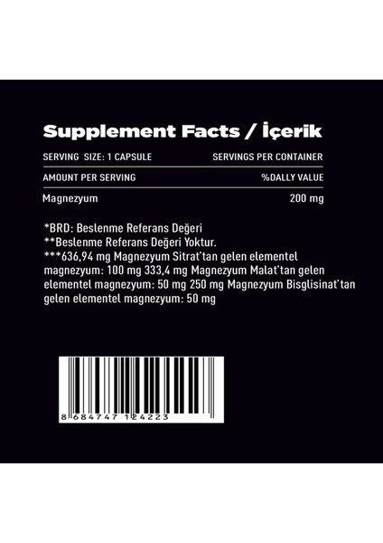 Magnezyum Bisglisinat 60 Kapsül modelleri
