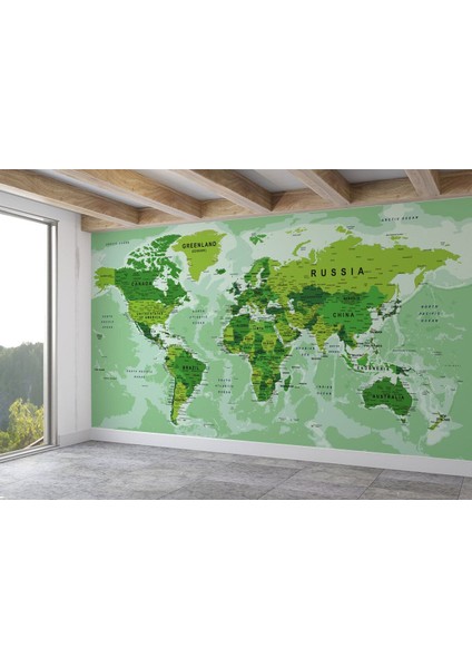 MODAGOS068 Renkli Dünya Haritası Duvar Kağıdı Detaylı Ülke ve Başkentli İNGILIZCE-2509 fiyatları