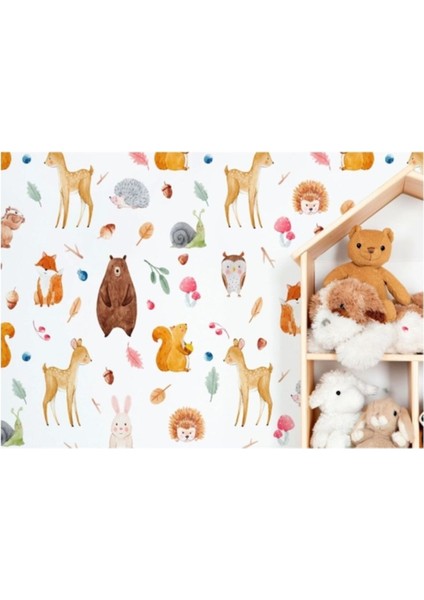 Doğa Hayvanları Temalı Öğretici Çocuk Odası Duvar KAĞIDI-5714 modelleri