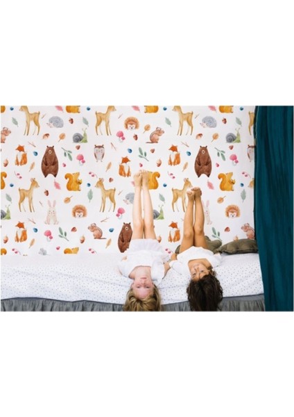 Doğa Hayvanları Temalı Öğretici Çocuk Odası Duvar KAĞIDI-5714 fırsatları
