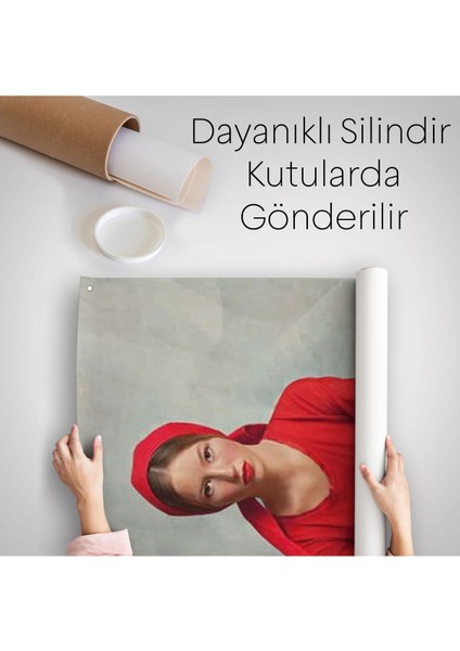 Kımızı Kıyafetli Kız ve Bir Adet Balık Duvar Örtüsü - HALISI-6264 indirimleri