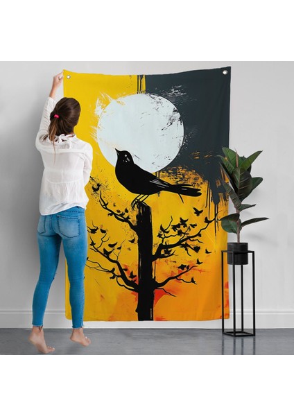 Ağaç Üstündeki Soyut Kuş Duvar ÖRTÜSÜ-7660 modelleri