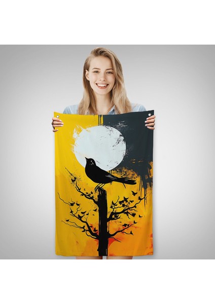 Ağaç Üstündeki Soyut Kuş Duvar ÖRTÜSÜ-7660