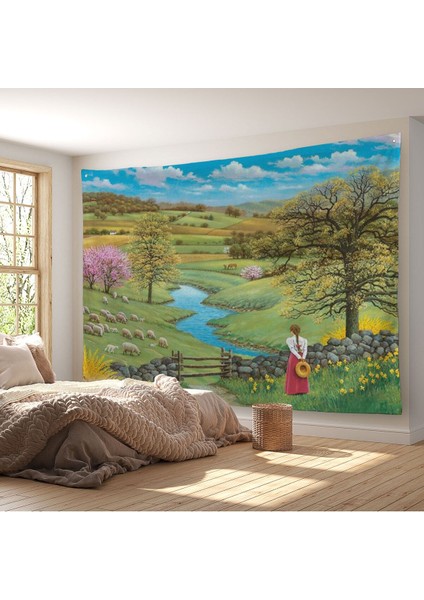 Akarsu Kenarındakı Rus Köylü Kızı Dekoratif Duvar ÖRTÜSÜ-HALISI-6536